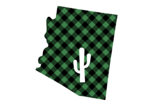 Green Buffalo Plaid Arizona with Cactus for Crafts