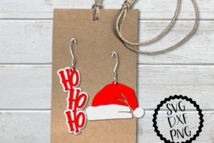 Santa Hat and Ho Ho Ho Earrings SVG for Print Templates
